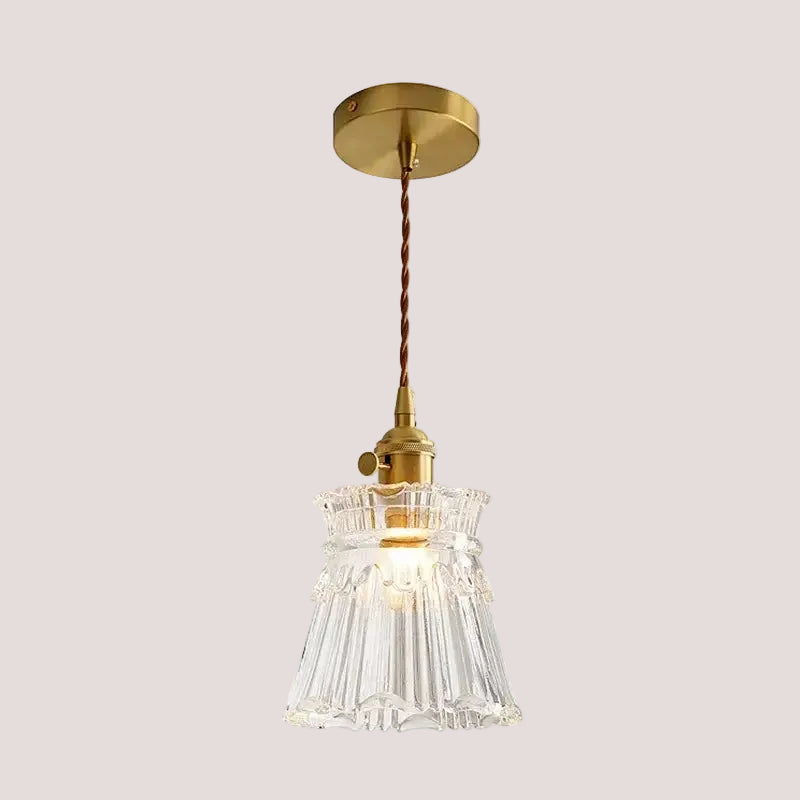 LuxeShine Adjustable Glass Pendant Light with Brass Accents