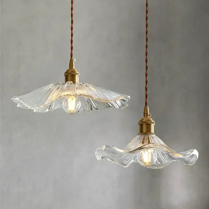 LuxeShine Adjustable Glass Pendant Light with Brass Accents