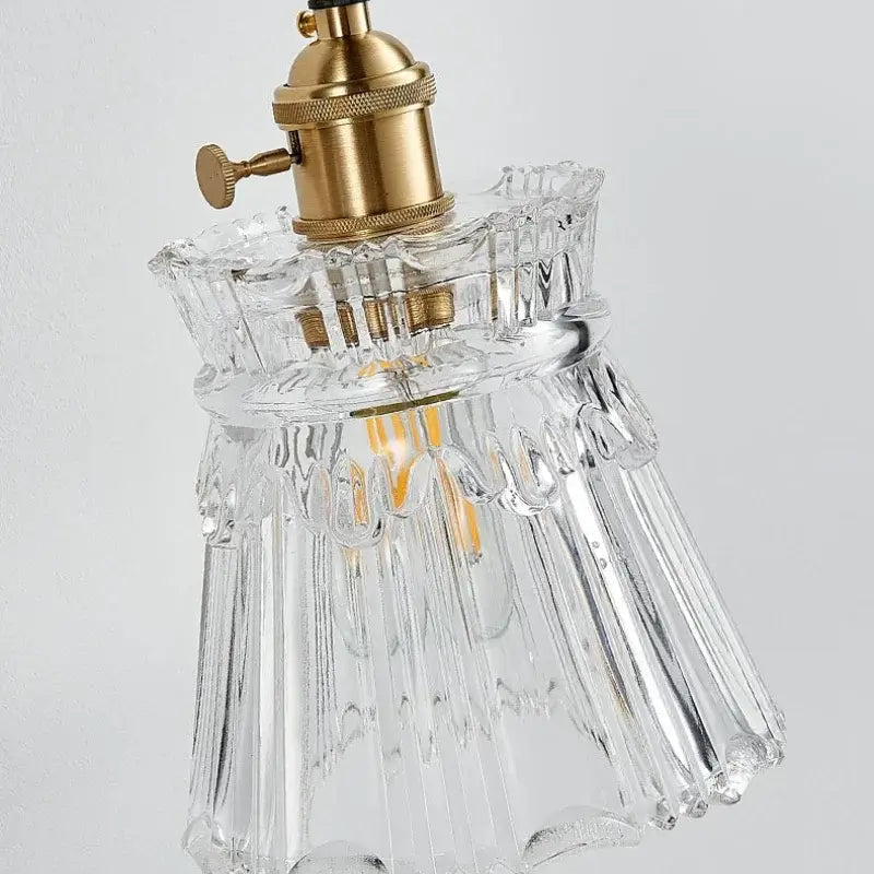 LuxeShine Adjustable Glass Pendant Light with Brass Accents