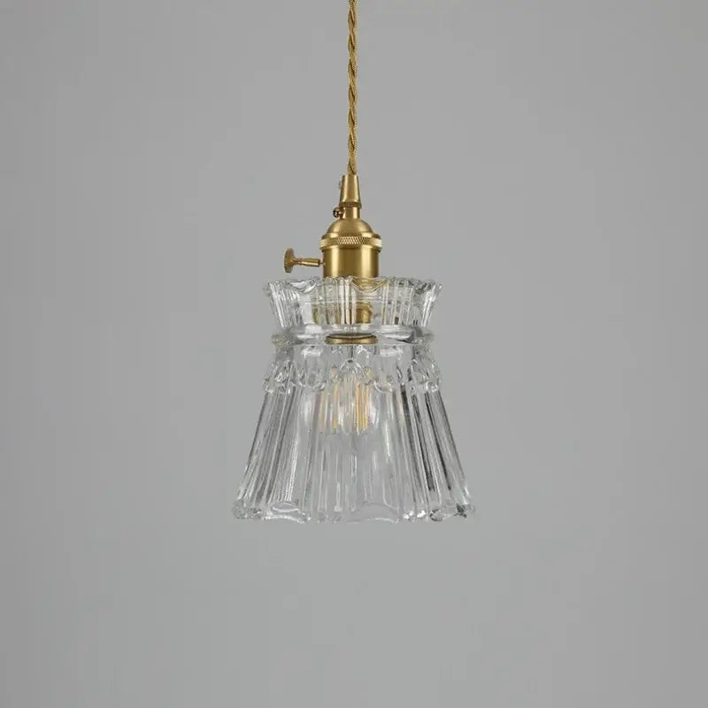 LuxeShine Adjustable Glass Pendant Light with Brass Accents