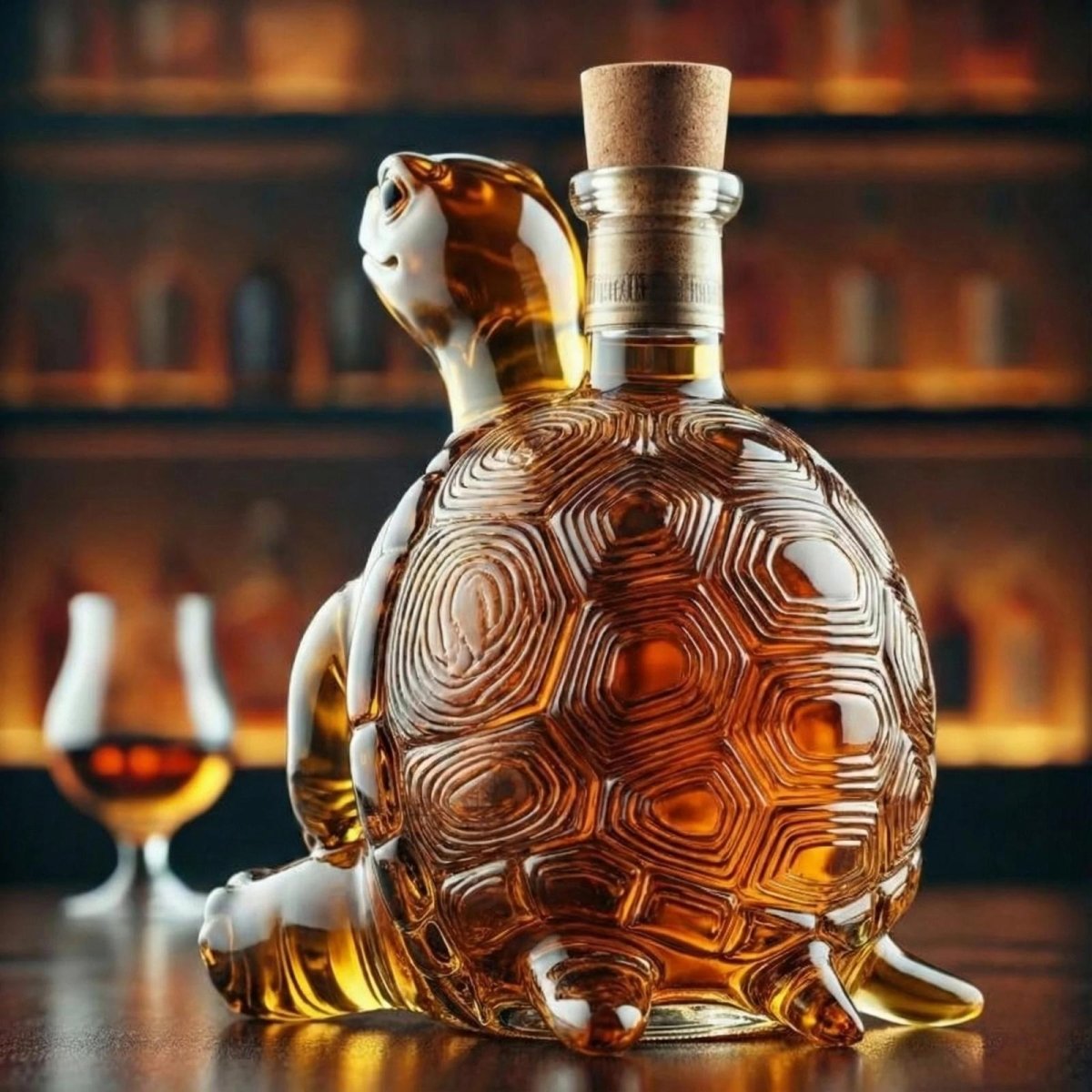 Artistic Turtle-Shaped Glass Wine Carafe