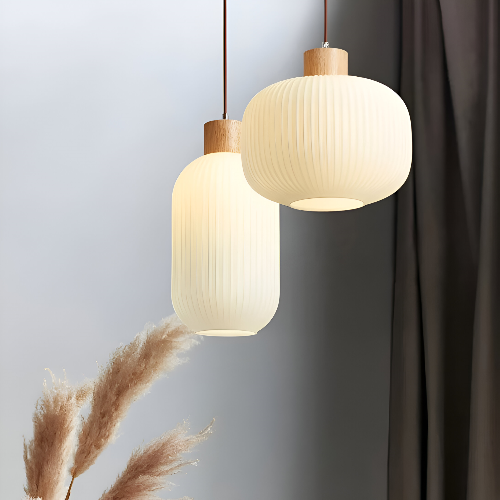 Modern Hanging Lamp with Ribbed Shade – Stylish Pendant Light for Kitchen and Dining