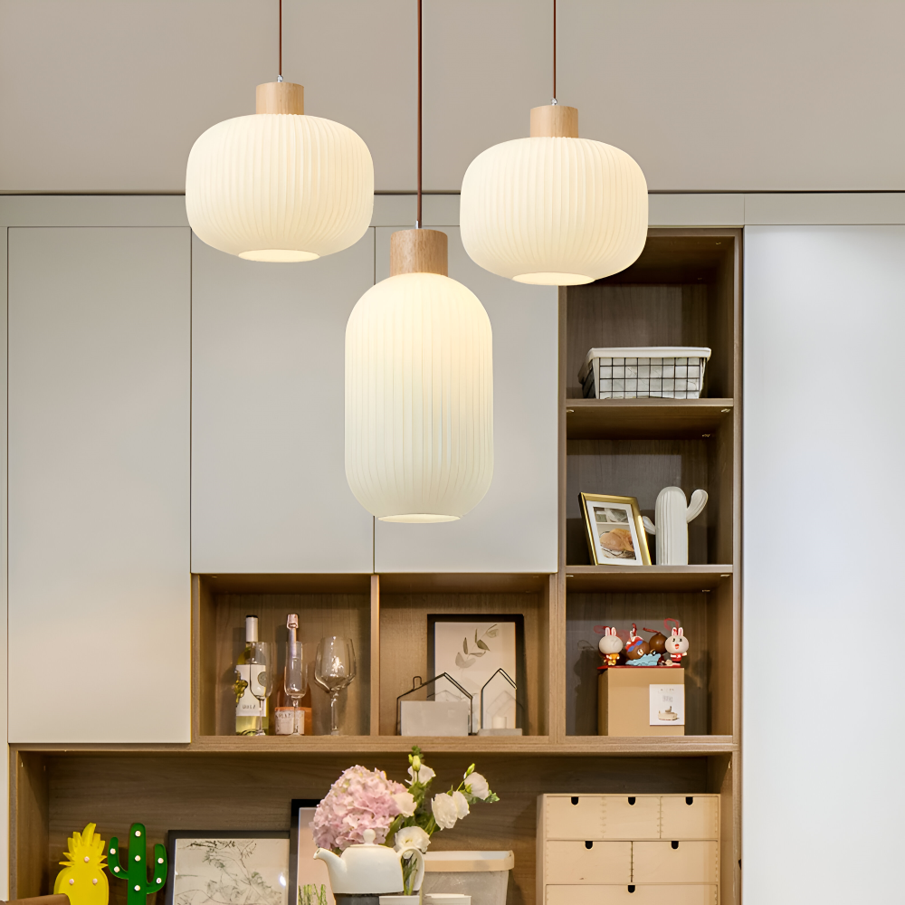 Modern Hanging Lamp with Ribbed Shade – Stylish Pendant Light for Kitchen and Dining