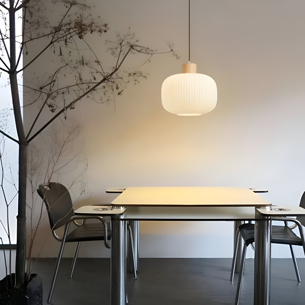 Modern Hanging Lamp with Ribbed Shade – Stylish Pendant Light for Kitchen and Dining