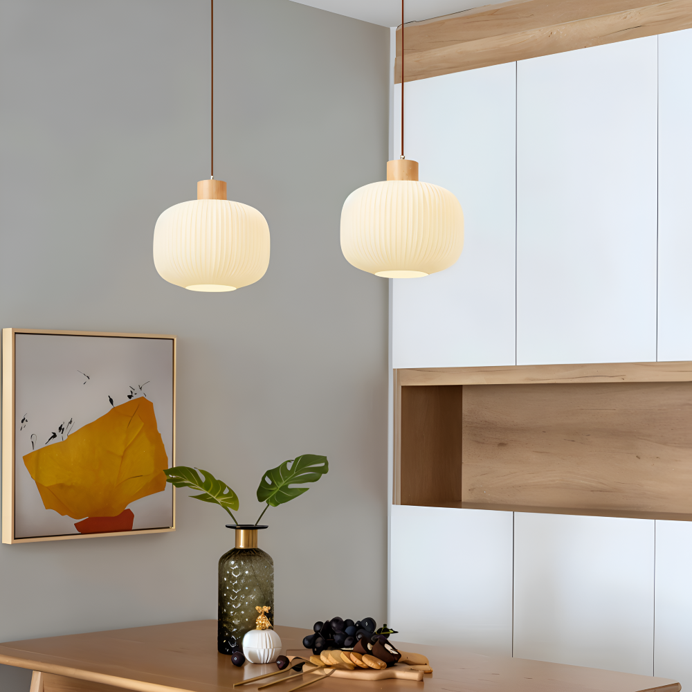 Modern Hanging Lamp with Ribbed Shade – Stylish Pendant Light for Kitchen and Dining