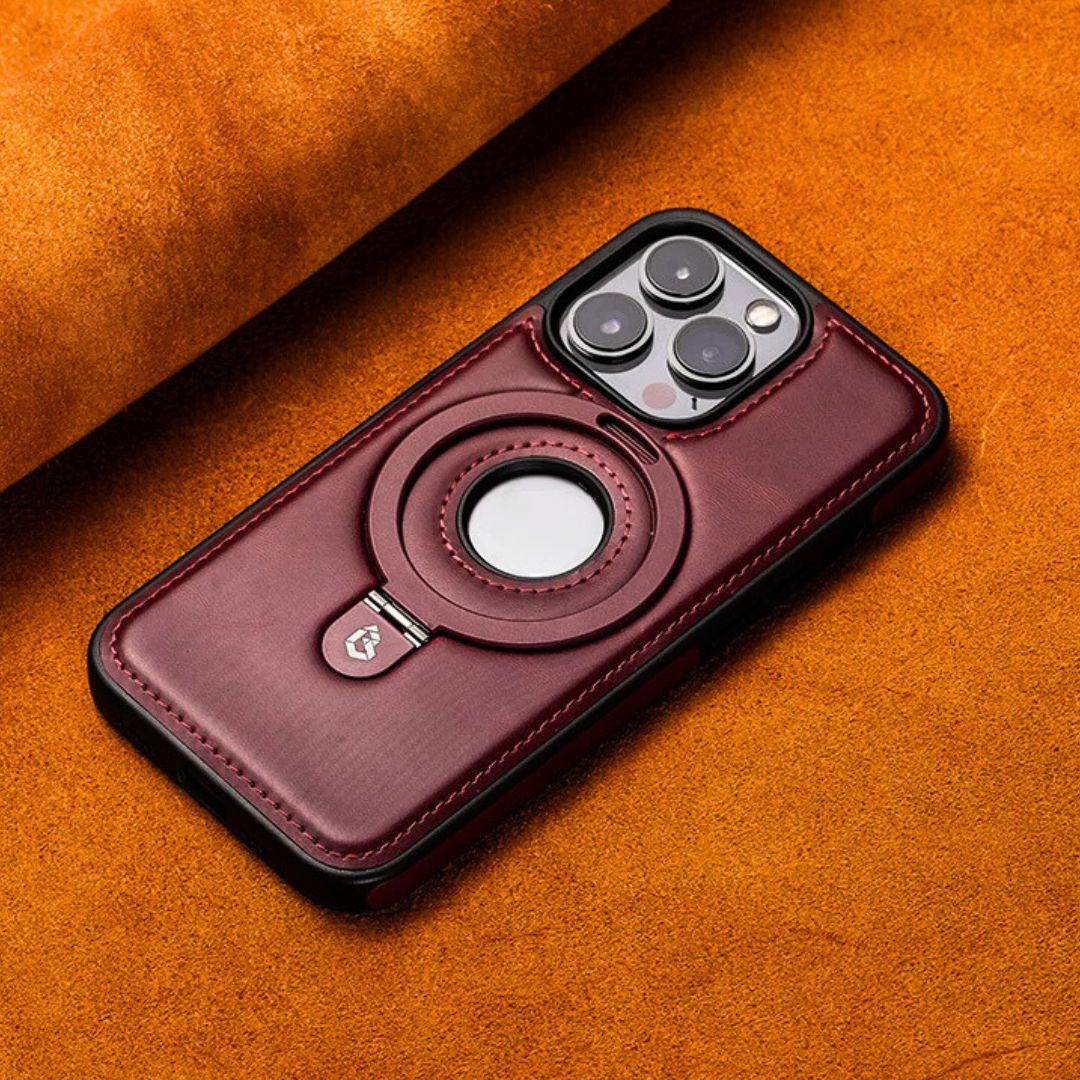 Luxurious Leather iPhone Case with Versatile Magnetic Stand