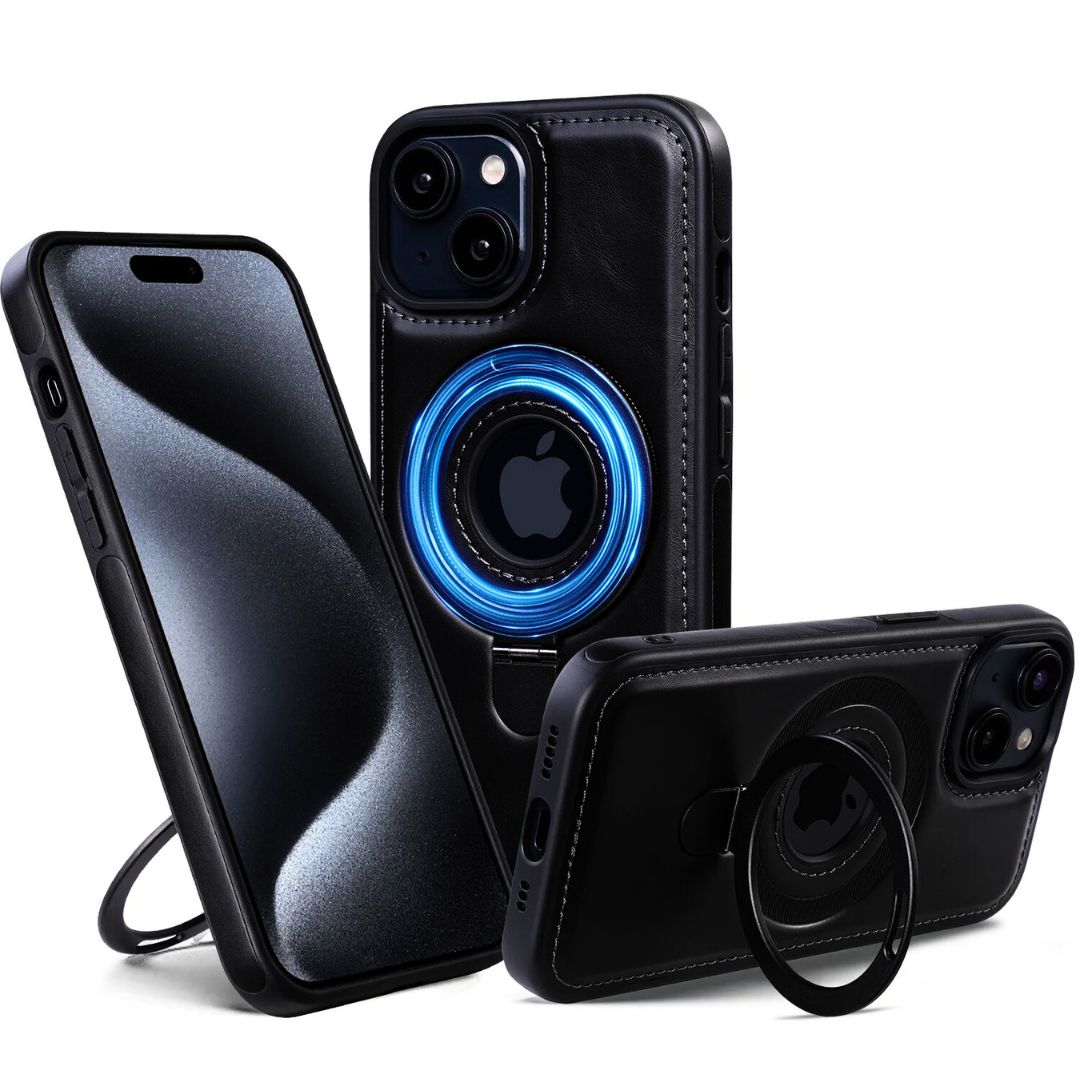 Luxurious Leather iPhone Case with Versatile Magnetic Stand