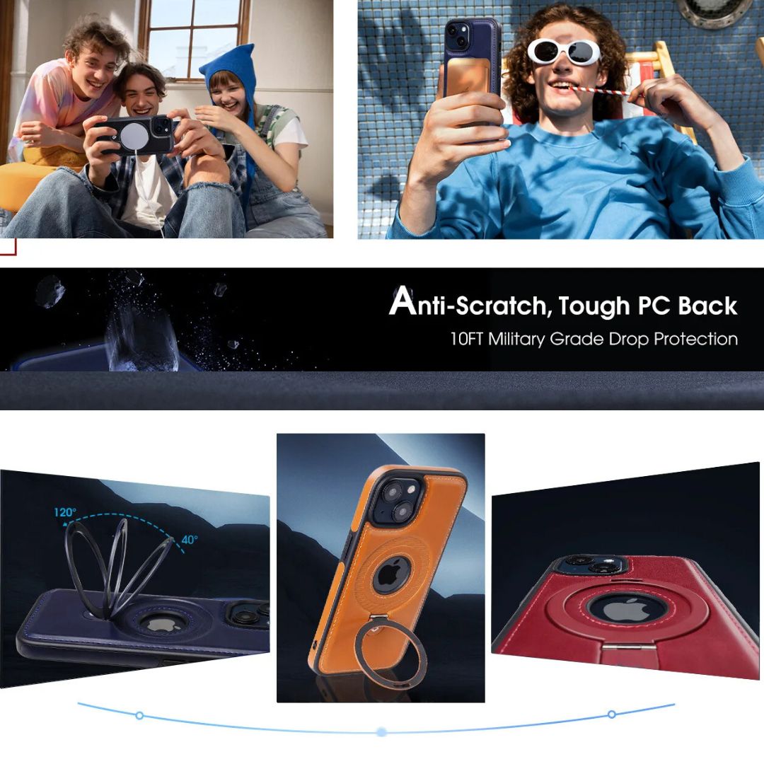 Luxurious Leather iPhone Case with Versatile Magnetic Stand