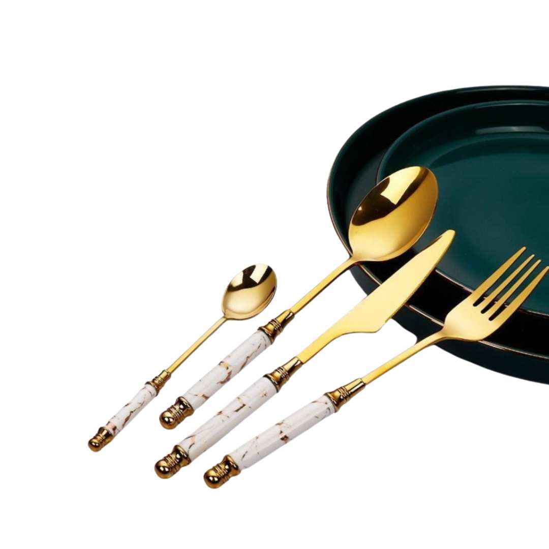 Sophisticated Marble-Inspired Cutlery Collection