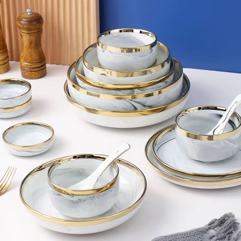 Sophisticated Marble-Style Dining Set
