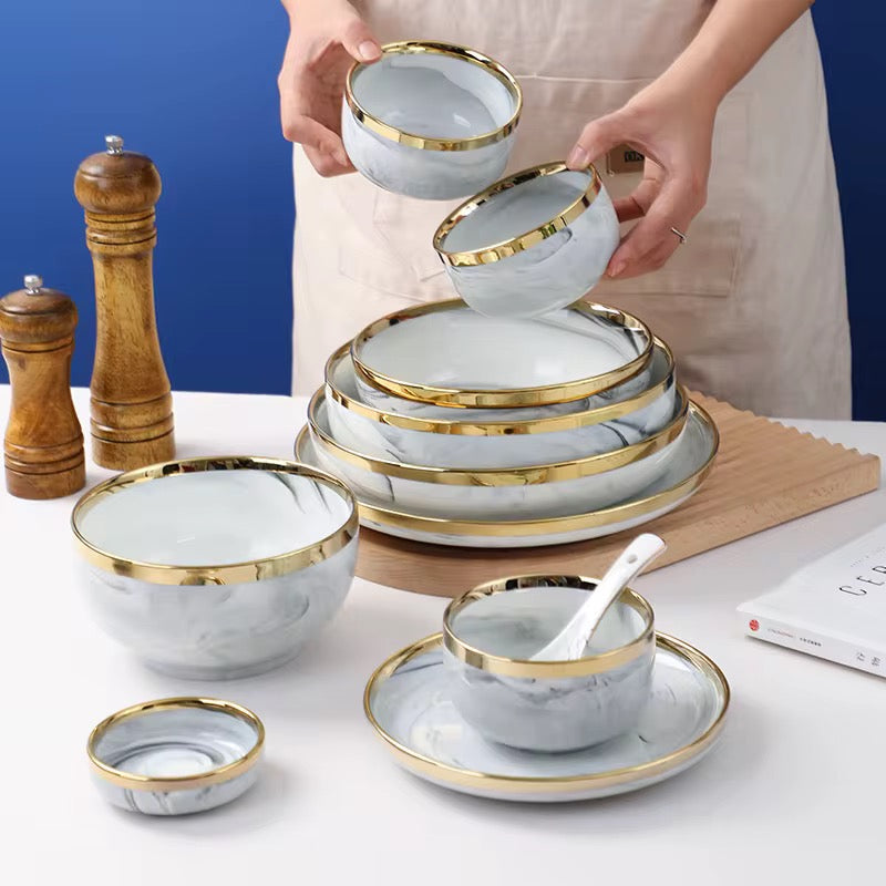 Sophisticated Marble-Style Dining Set
