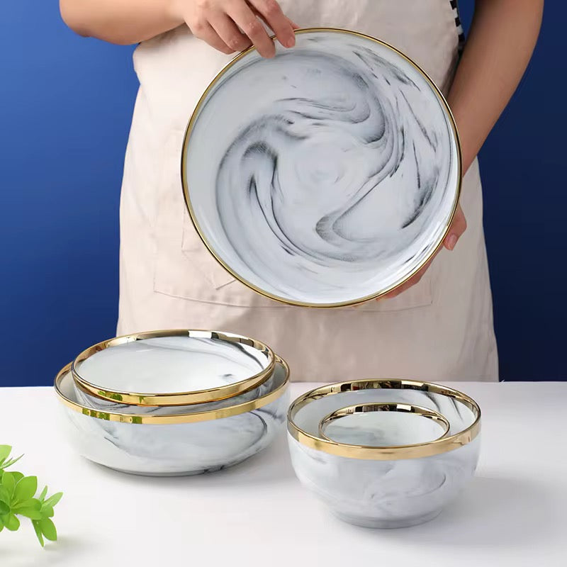 Sophisticated Marble-Style Dining Set