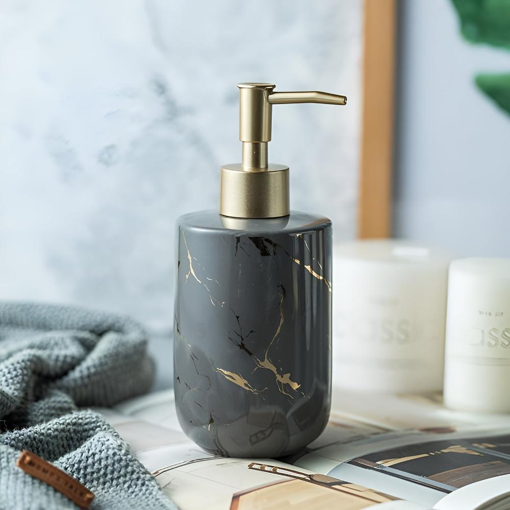 Chic Marble-Inspired Soap Dispenser for Home Elegance