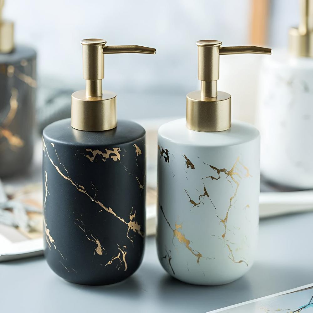 Chic Marble-Inspired Soap Dispenser for Home Elegance