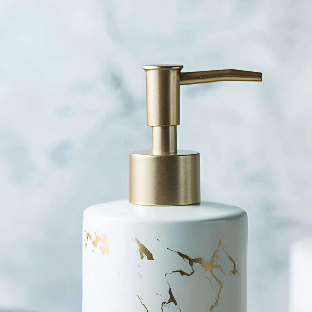 Chic Marble-Inspired Soap Dispenser for Home Elegance
