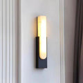 Chic Vertical Design LED Wall Light with Marble Finish and Gold Highlights