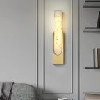 Chic Vertical Design LED Wall Light with Marble Finish and Gold Highlights