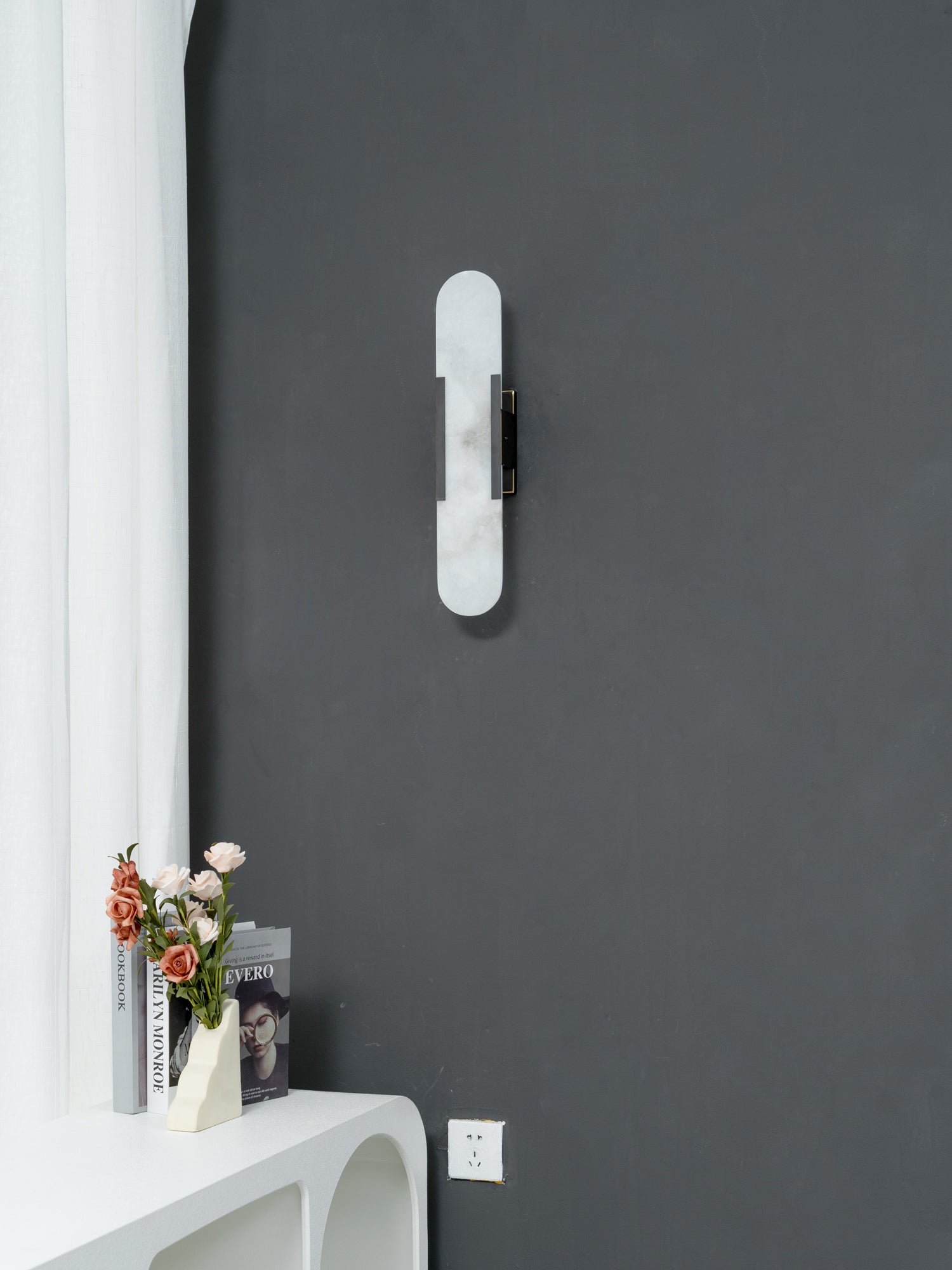 Soft LED Ambient Light Oval Marble Wall Fixture