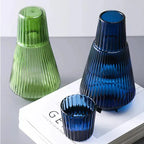 Elegant Textured Glass Carafe and Cup Duo