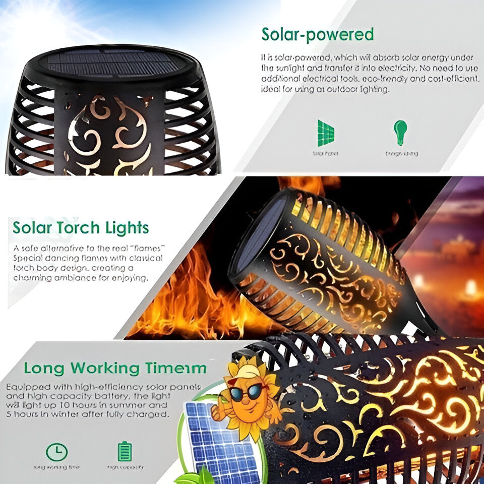Solar-Powered Flame Effect Garden Lantern