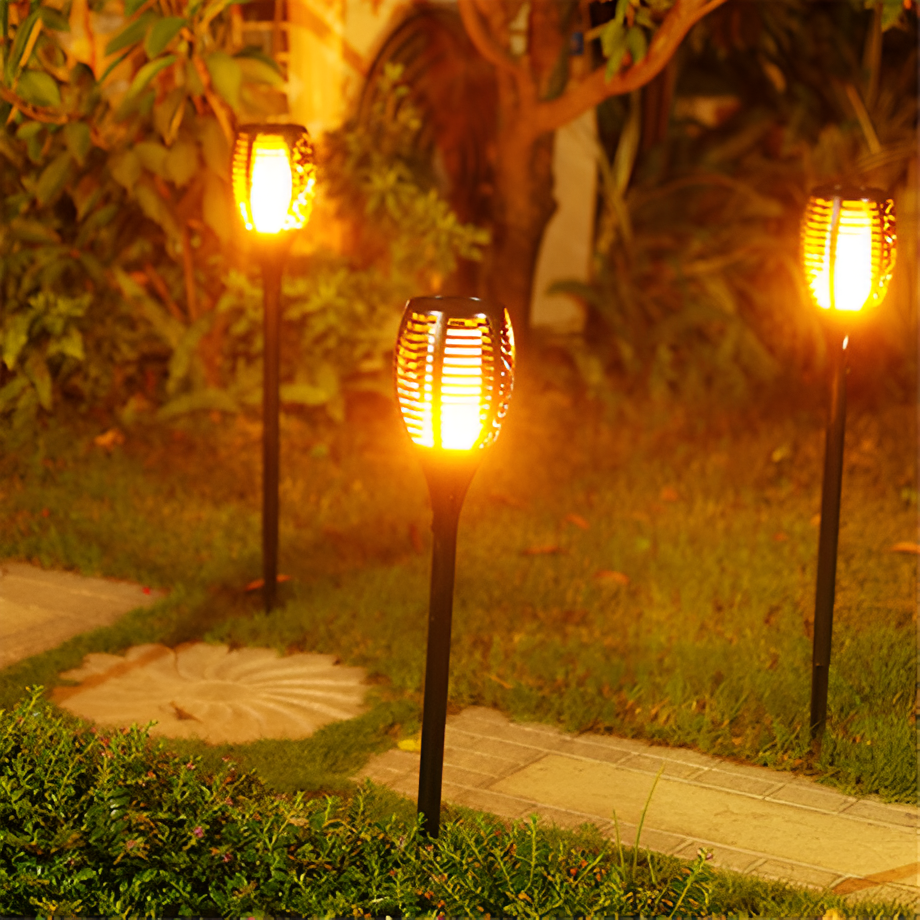 Solar-Powered Flame Effect Garden Lantern