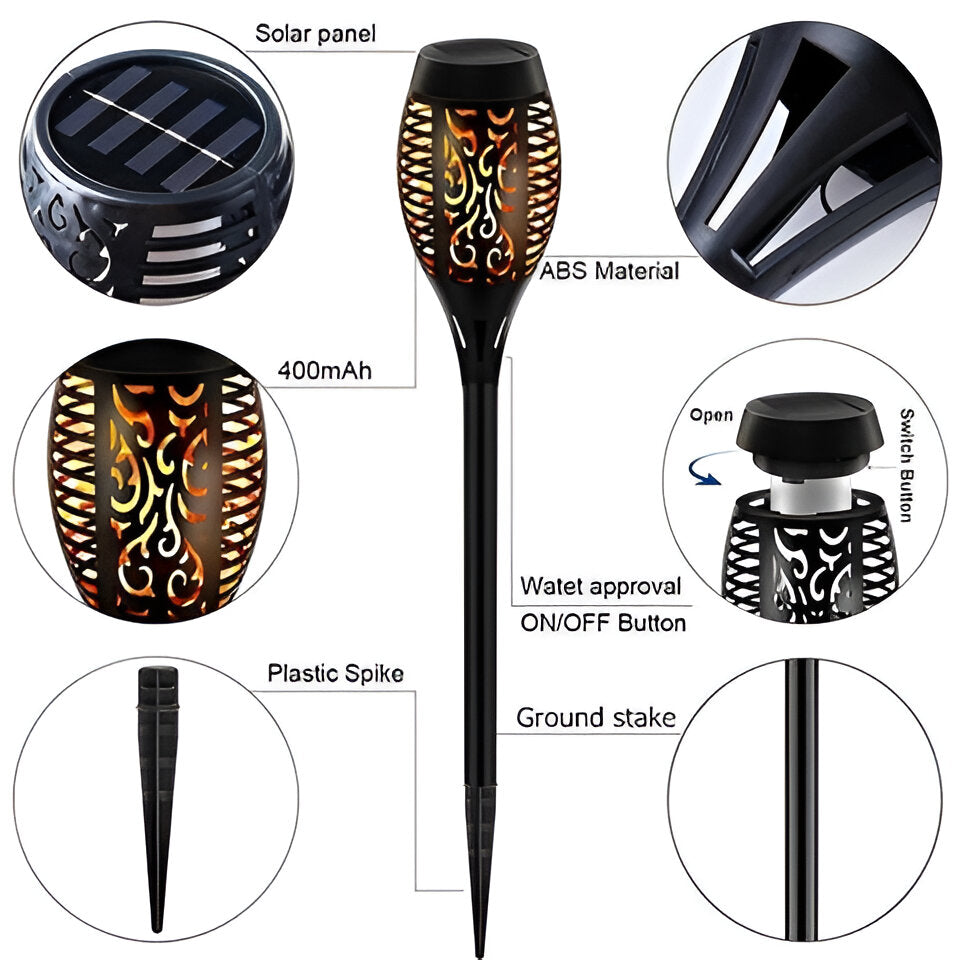 Solar-Powered Flame Effect Garden Lantern