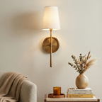 Textured Linen Shade Wall Sconce – Dimmable Aged Brass & Oil Rubbed Bronze