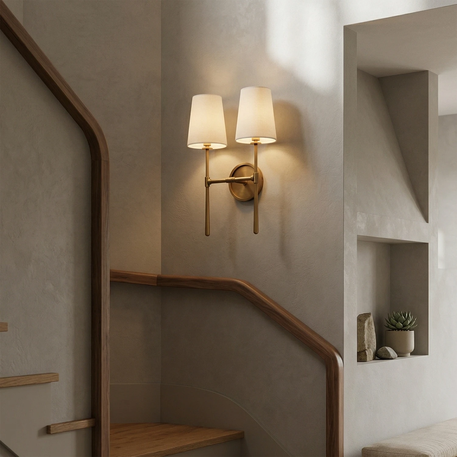 Textured Linen Shade Wall Sconce – Dimmable Aged Brass & Oil Rubbed Bronze