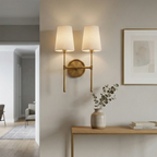 Textured Linen Shade Wall Sconce – Dimmable Aged Brass & Oil Rubbed Bronze