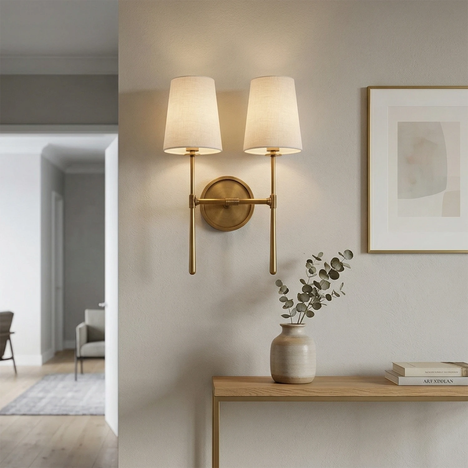 Textured Linen Shade Wall Sconce – Dimmable Aged Brass & Oil Rubbed Bronze