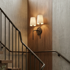 Textured Linen Shade Wall Sconce – Dimmable Aged Brass & Oil Rubbed Bronze