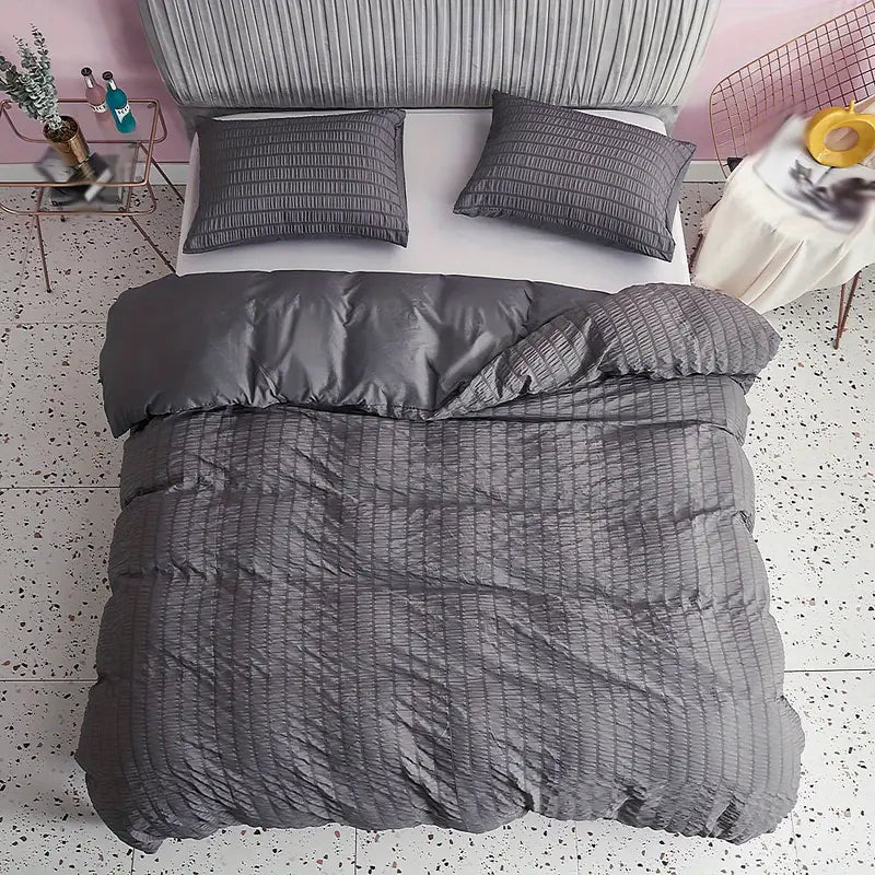 Chic Seersucker Duvet Cover Ensemble