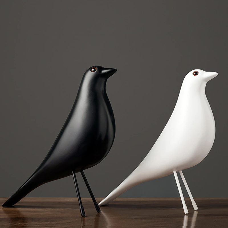Charming Nordic Wooden Bird Figurine