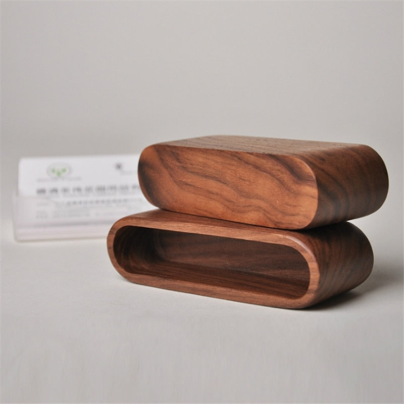 Sophisticated Wooden Business Card Organizer for Your Desk