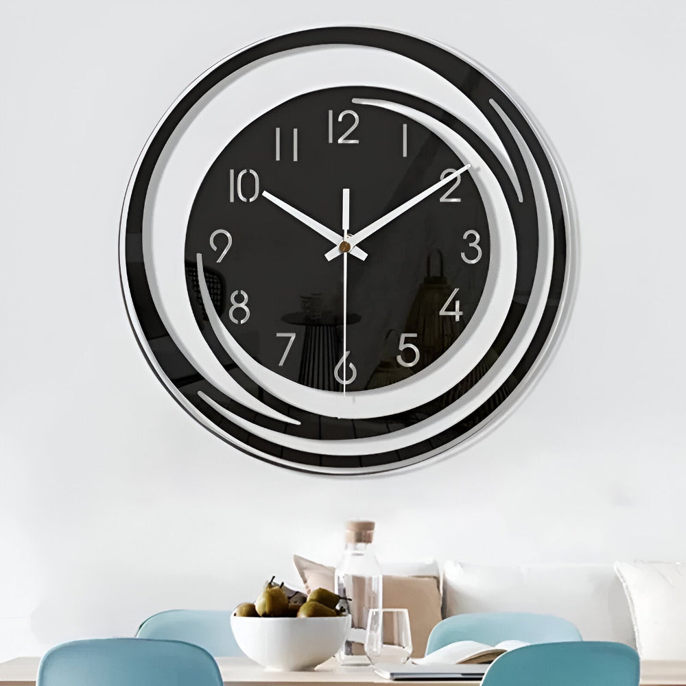 Modern Scandinavian Design Wall Clock in Black Acrylic