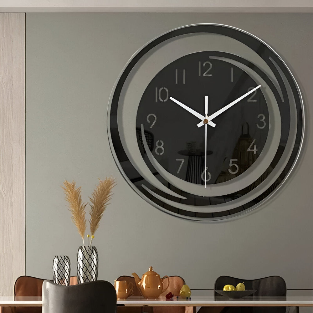 Modern Scandinavian Design Wall Clock in Black Acrylic