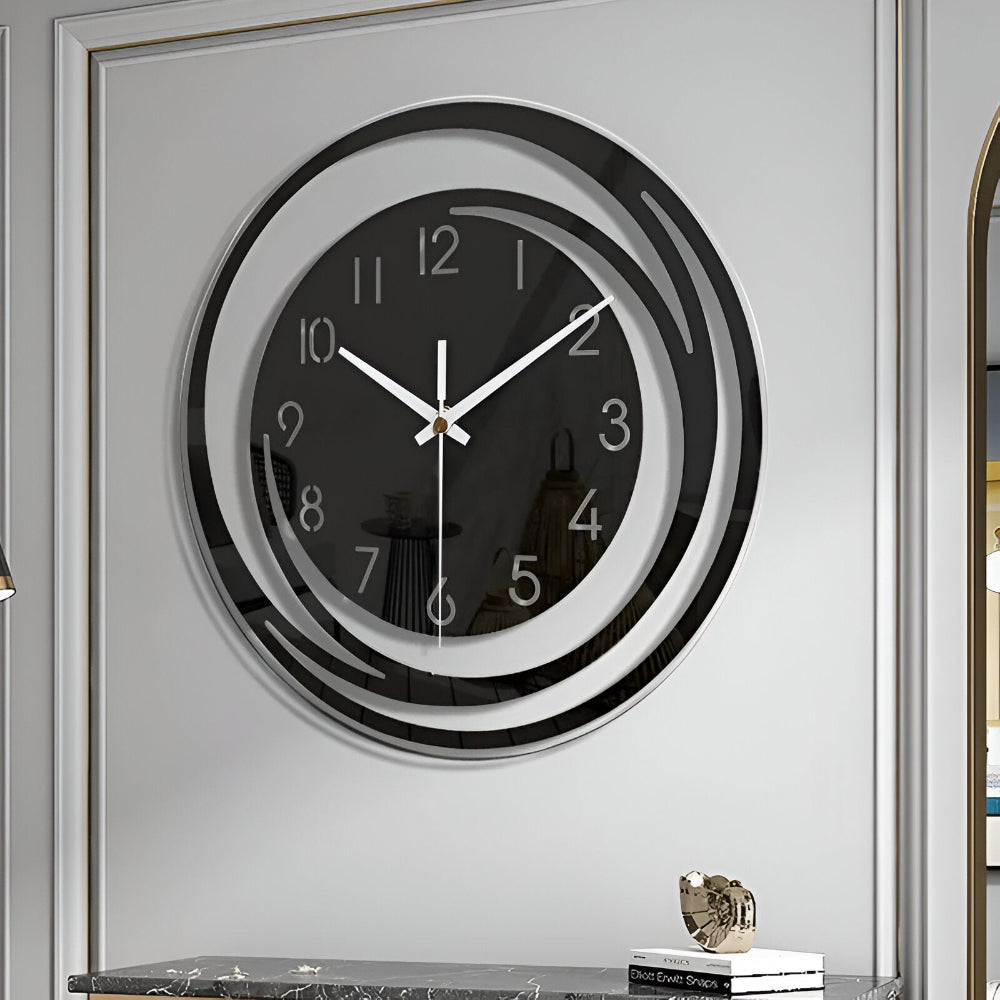 Modern Scandinavian Design Wall Clock in Black Acrylic
