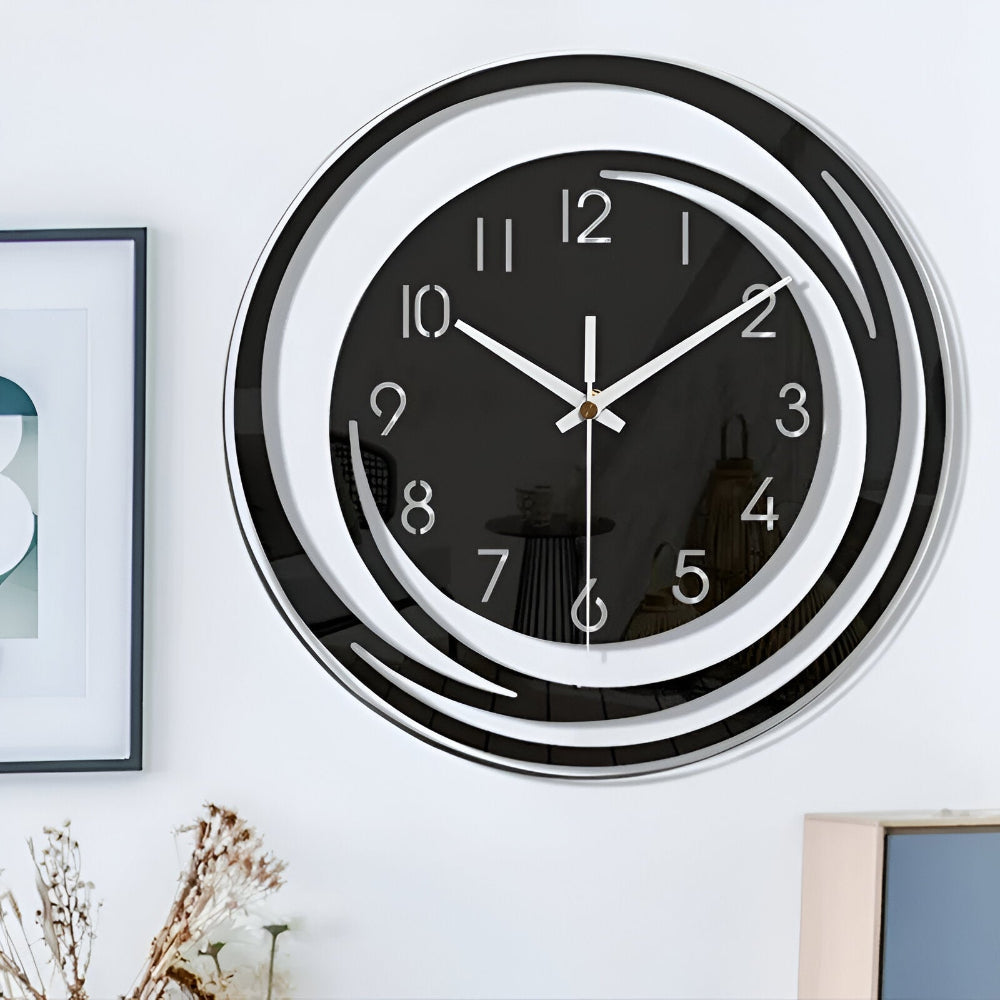 Modern Scandinavian Design Wall Clock in Black Acrylic
