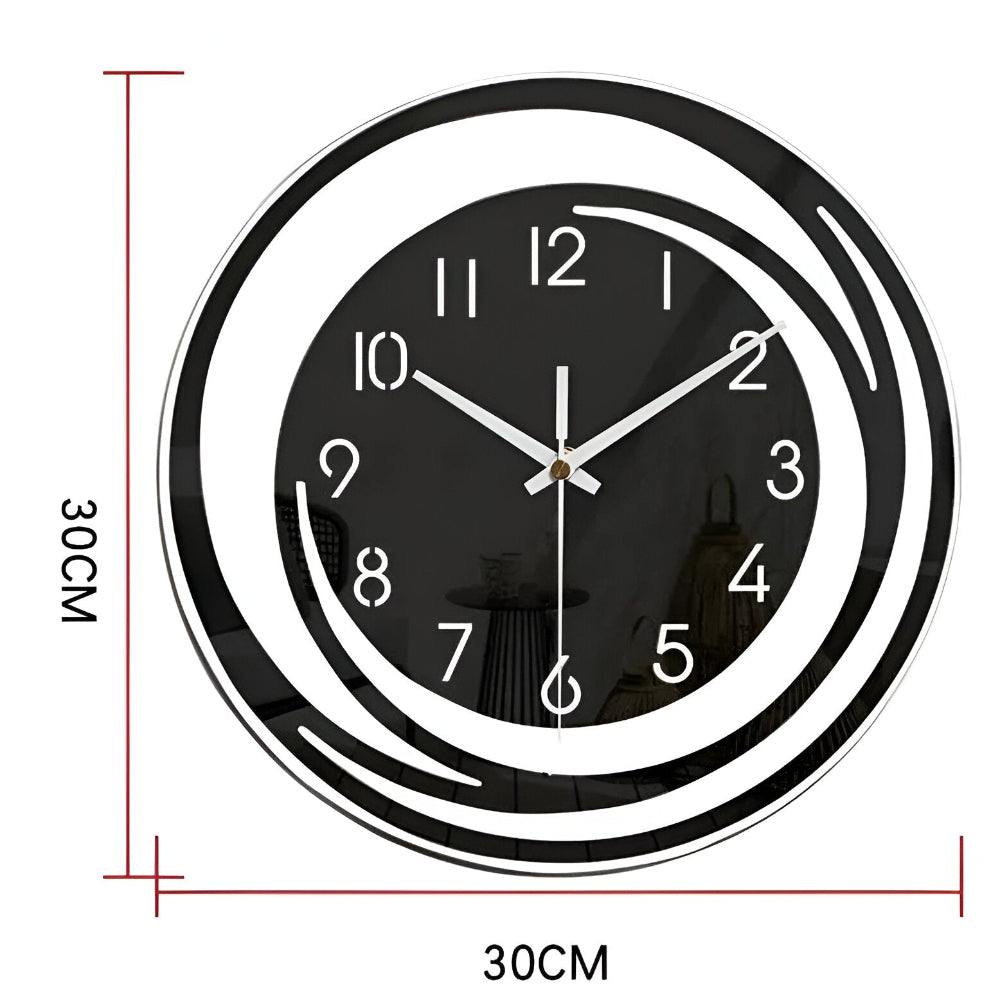 Modern Scandinavian Design Wall Clock in Black Acrylic