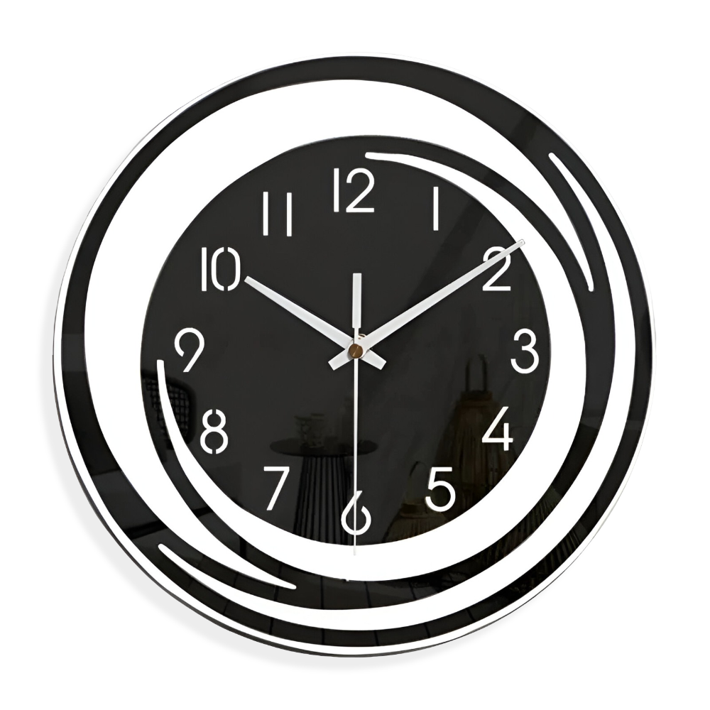 Modern Scandinavian Design Wall Clock in Black Acrylic