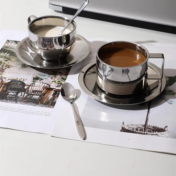 Modern Stainless Steel Coffee Cup Set