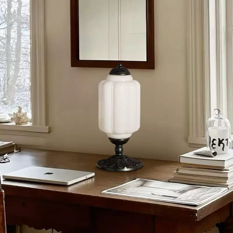 Vintage Base Table Lamp with Opal Glass Shade