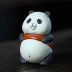 Charming Panda Tea Companion – Unique Purple Sand Sculpture