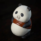 Charming Panda Tea Companion – Unique Purple Sand Sculpture