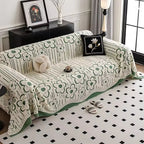 Floral Embroidered Design Sofa Cover - Soft Microfiber Material