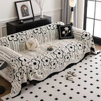 Floral Embroidered Design Sofa Cover - Soft Microfiber Material