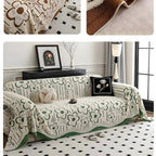 Floral Embroidered Design Sofa Cover - Soft Microfiber Material