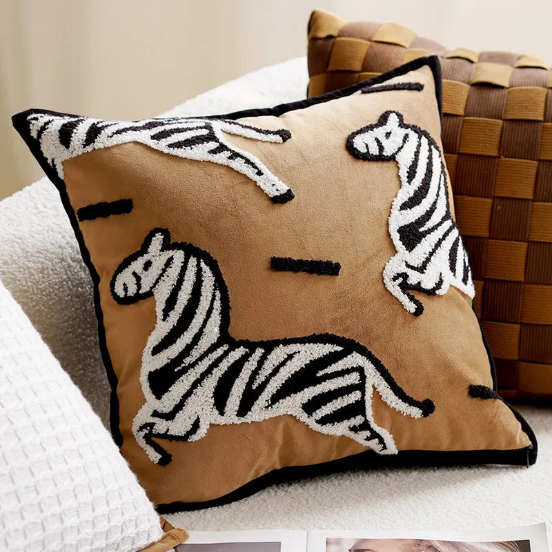 Animal Print and Abstract Pattern Pillow Cover – 17.72 x 17.72 Inch