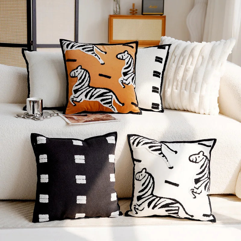 Animal Print and Abstract Pattern Pillow Cover – 17.72 x 17.72 Inch