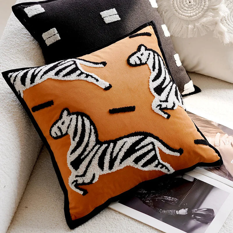 Animal Print and Abstract Pattern Pillow Cover – 17.72 x 17.72 Inch